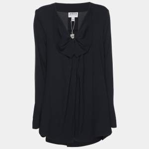 Armani Collezioni Navy Blue Silk Blend Top M