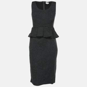 Armani Collezioni Dark Grey Jacquard Midi Dress M