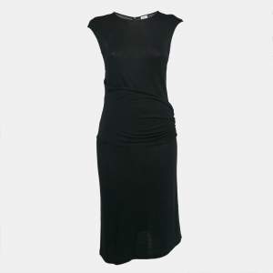 Armani Collezioni Black Jersey Belted Midi Dress M