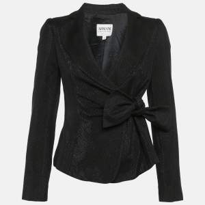 Armani Collezioni  Black Lurex Cotton Wrap Around Blazer S