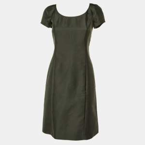 Armani Collezioni Charcoal Grey Mulberry Silk Sheath Dress S