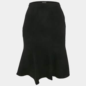 Armani Collezioni Black Silk Flared Knee-Length Skirt S