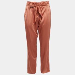 Armani Collezioni Orange Silk Satin Belt Trousers M