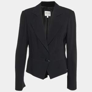 Armani Collezioni Black Crepe Peplum Blazer L