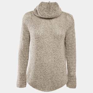 Armani Collezioni Grey Patterned Knit Turtle Neck Sweater M