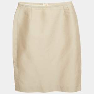 Pre Owned Armani Collezioni Beige Jacquard Pencil Skirt M 