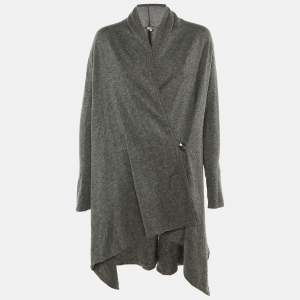 مملوكة مسبقًا Armani Collezioni Grey Cashmere Wrap Cardigan M