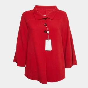 Pre Owned Armani Collezioni Red Wool Knit Jacket M