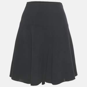 Pre Owned Armani Collezioni Navy Blue Wool Flared Mini Skirt M