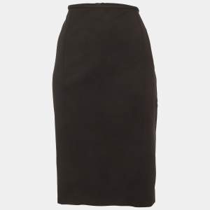 Pre Owned Armani Collezioni Black Jersey Pencil Skirt L