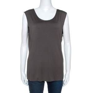 Armani Collezioni Grey Stretch Knit Sleeveless Top L