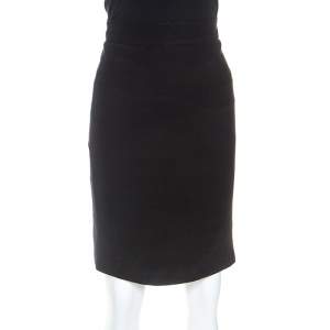 Pre Owned Armani Collezioni Black Crepe Pencil Skirt M