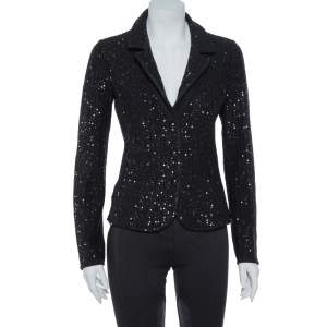 Pre Owned Armani Collezioni Black Sequin Embellished Wool Blazer M