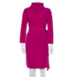 Pre Owned فستان أرماني كوليزوني كبير الحجم حزام كريب بنفسجي مقاس وسط (ميديوم)