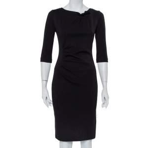 Pre Owned فستان أرماني كوليزيوني تريكو أسو بديرابيه وسط مزين مقاس صغير - سمول