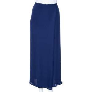 Armani Collezioni Blue Crepe Overlapped Pants M