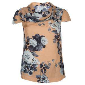 مملوكة مسبقًا Armani Collezioni Brown Floral Print Silk Blouse S