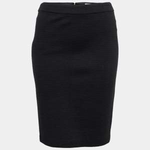 Pre Owned Armani Collezioni Black Wool Stretch Pencil Skirt S