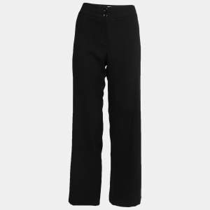 Pre Owned Armani Collezioni Black Wool Wide Leg Trousers S