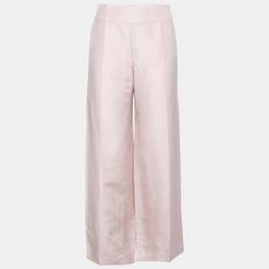 Pre Owned Armani Collezioni Blush Pink Linen High Waisted Pants M