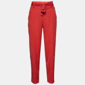 Pre Owned Armani Collezioni Pink Silk Belted Pants S