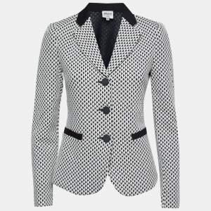 Pre Owned Armani Collezioni Monochrome Geometric Motif Embossed Blazer S