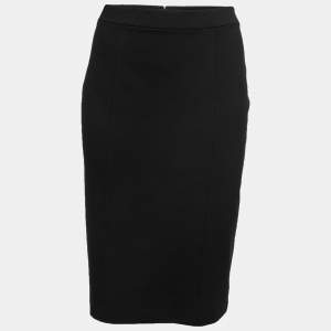 Pre Owned Armani Collezioni Black Stretch Knit Knee-Length Skirt L
