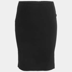 Pre Owned Armani Collezioni Black Crepe Knee Length Skirt S