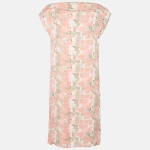 Armani Collezioni Peach Printed Silk Shift Dress M