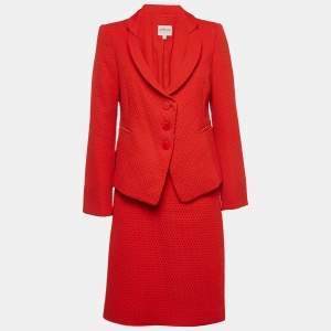 Armani Collezioni Red Knit Skirt and Blazer Set L