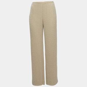 Armani Collezioni Beige Sequin Embellished Wide Leg Pants S