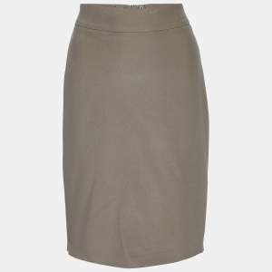 Armani Collezioni Brown Silk Crepe Pencil Skirt M