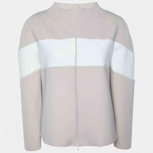 Pre Owned Armani Collezioni Beige Colorblock Zip Up Jacket M