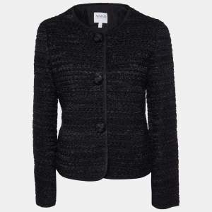 Armani Collezioni Black Tweed Button Front Jacket S