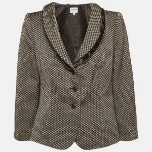 Armani Collezioni Vintage Brown Jacquard Single Breasted Blazer XL