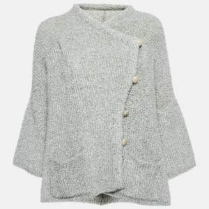 Armani Collezioni Grey Wool Knit Buttoned Sweater M