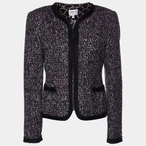 Armani Collezioni Black Tweed Button Front Jacket L