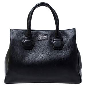 Armani Collezioni Black Leather Tote
