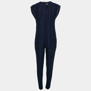 Armani Exchange Navy Blue Plisse Sleeveless Jumpsuit M