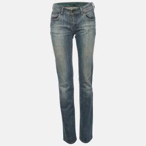 مملوكة مسبقًا Armani Jeans Navy Blue Washed Denim Straight Leg Jeans M ( Waist 34")