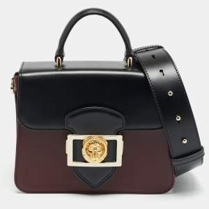 مملوكة مسبقًا Aspinal Of London Lion Lansdowne Small Black/Burgundy Leather Top Handle Bag
