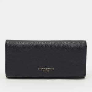 مملوكة مسبقًا Aspinal Of London Essential Navy Blue Leather Continental Wallet