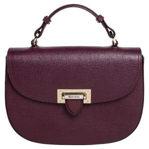 Aspinal Of London Burgundy Leather Letterbox Saddle Top Handle Bag