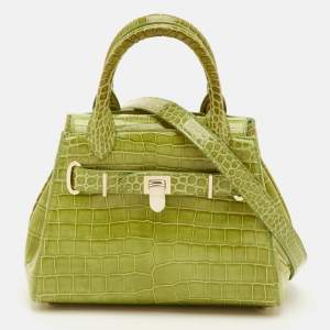 مملوكة مسبقًا حقيبة ساتشل صغيرة أسبري 1781 جلد تمساح أخضر