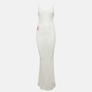 Pre Owned Asta Resort Off White Stretch Crepe Stella Maxi Dress S