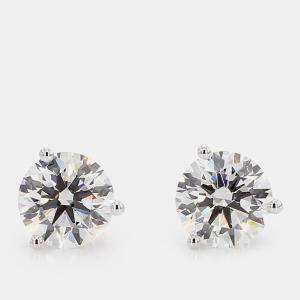 Pre Owned 4.00 cts Round Lab Grown Diamond 14k White Gold 3 Prong Martini Studs