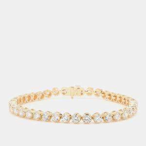 Pre Owned 7.05 cts Round Lab Grown Diamond 14k Yellow Gold Luxe Tennis Bracelet