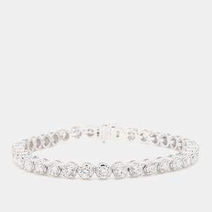 Pre Owned 8.05 cts Round Lab Grown Diamond 14k White Gold Luxe Tennis Bracelet