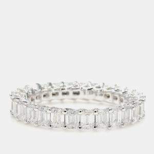 Pre Owned 2.97 cts Emerald Lab Grown Diamond 14k White Gold Eternity Band US 7