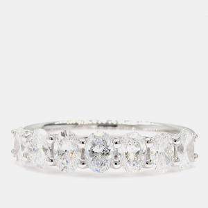 Pre Owned 1.00 cts Round Lab Grown Diamond 14k White Gold 7 Stone Wedding Band US 7